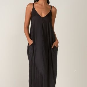 Elan spaghetti strap v neck maxi